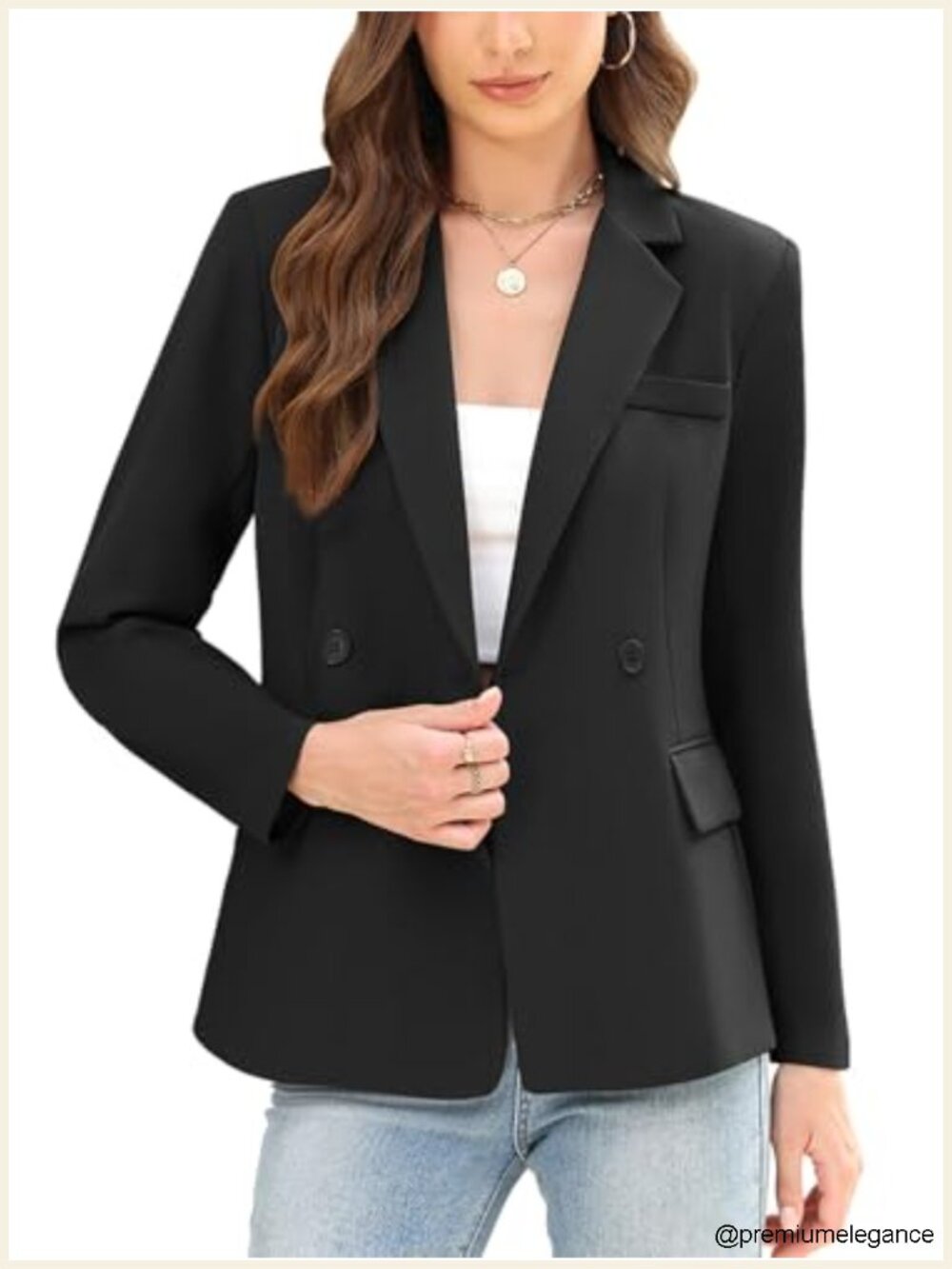 Women's Open Front Long Sleeve Blazer Suit Jacket Notch Lapel Work Office Trendy